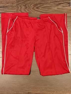 ❤️ MODA INTERNATIONAL VINTAGE Y2K LOW RISE WIDE LEG FRONT SEAM RED TRACK PANTS